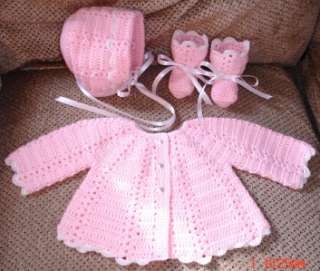 Hand Crocheted BABY SWEATER SET  ANY SIZE OR COLOR  NEW  