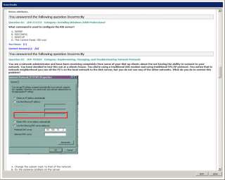 Screenshot Exam Blaster exam results page and explanation of 