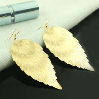 Hot 18K GP Fashion luster earring 52210 gold charm sharp lucky leafs 