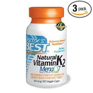  Doctors Best Natural Vitamin K2 Menaq7, 45mcg Veggie Caps 