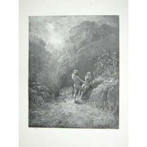   1881 Gustave Dore Paradise Lost Adam Eve Angel Garden