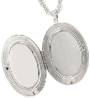 Big Silver Tone Oval Locket Necklace Pendant  