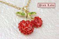 R72 Red Crystal Cherry Charm Necklace (+Gift Box)  