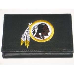 WASHINGTON REDSKINS Tri Fold Genuine LEATHER WALLET with Embroidered 