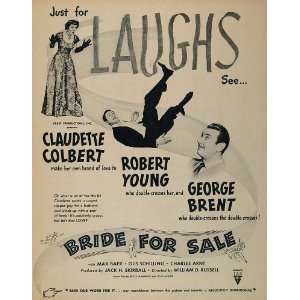  1949 Movie Ad Bride for Sale Claudette Colbert Film 