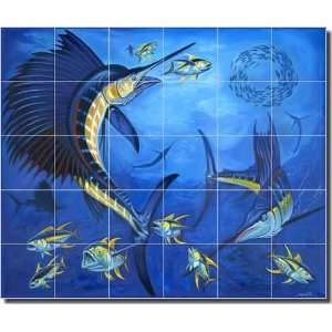  Baja by Fernando Agudelo Sailfish Tuna Ceramic Tile Mural 