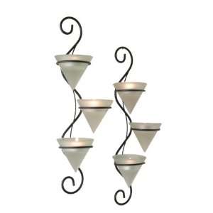   Elongated Wall Votive Holder Set with Frosted Cups