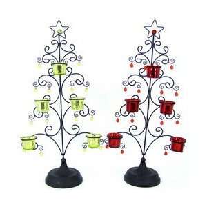   Decorations votive holder tree w/5 cups 2h red/grn