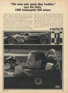 1965 INDIANAPOLIS 500   JIM CLARK WINNER   AUTOLITE AD  