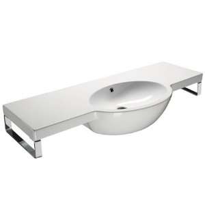 GSI 665211 Curved White Ceramic Wall Mounted Bathroom Sink 
