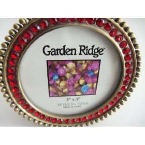  Red Ruby Rhinesone Round Antique Gold Picture Frame