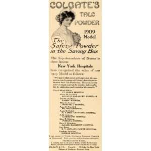  1909 Ad Colgate & Co. Talc Powder Beauty Products Nurse 