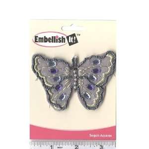  Felt Embellished Butterfly Applique Light Grey By The Each 
