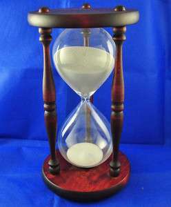 Classic big wood white sand Hourglass clock Timer 60Min  