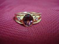 Ladies 14K Solid Yellow YG Gold Rubilite Diamond Ring Baznd Womens 