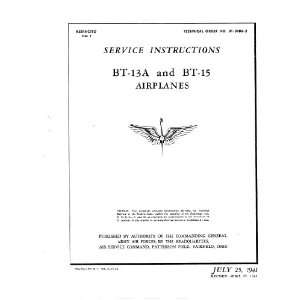   Vultee BT 13 BT 15 Aircraft Service Manual Sicuro Publishing Books