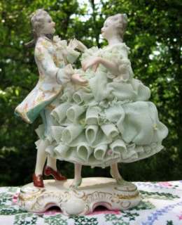 Large Volkstedt Irish Dresden porcelain Lace Group figurine Perfect 