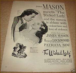 1946 THE WICKED LADY Movie AD~Star James Mason  