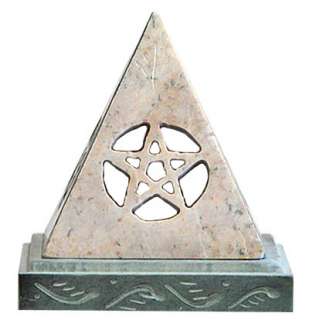 Stone PENTACLE PYRAMID INCENSE / CANDLE BURNER pagan  
