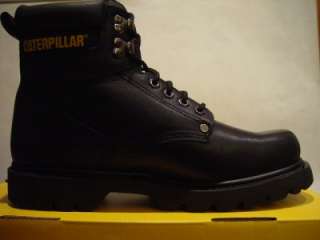 New Leather Caterpillar Work Boots Shoe Cat Footwear Men Black Second 