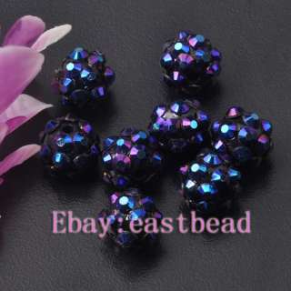 FREE SHIP 60pcs Deep Blue Resin AB Crystal Spacer Beads ES7301 10mm 