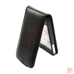 Black Snake PU Leather Case Cover Flip Pouch for Apple iPhone 4S 4G 4 