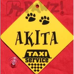 Akita Dog Taxi Service Car Window Yellow Sign