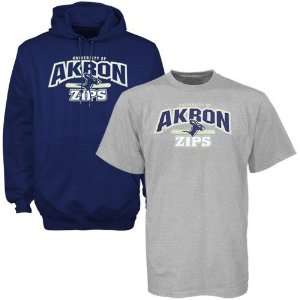  Akron Zips Navy Blue Hoody Sweatshirt & T shirt Combo 