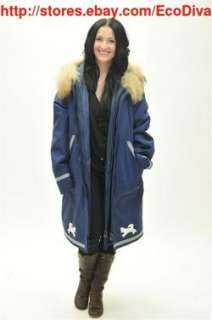 YUKON WHITEHORSE BLUE WOOL ESKIMO PARKA HOODED fur COAT & LINER M 