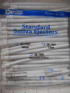 Dental Saliva Ejectors 100/pk White w/White Tip(Defend)  