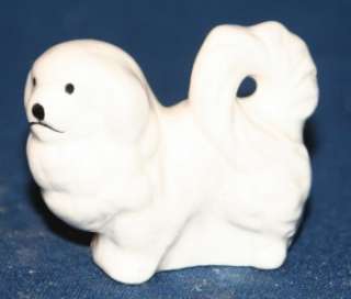 Vintage TINY White Dog Figurine Japanese Chin? OLD  