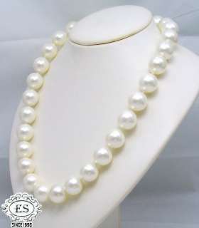 ES DESIGNER 14mm BEAUTIFUL WHITE SOUTH SEA SHELL PEARL 17 NECKLACE NR 
