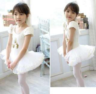 White Ballet Dance Leotard Tutu Girl Dress SZ3 4 5 6 8T  