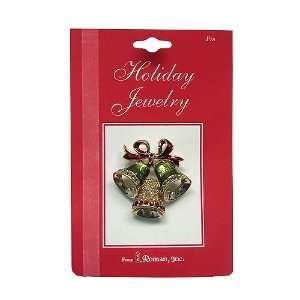  Club Pack of 12 Festive Holiday Triple Bell Christmas Pins 