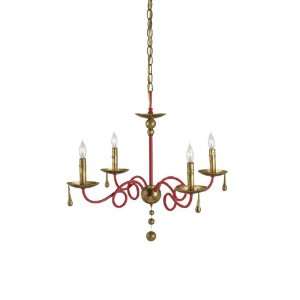 Currey and Company 9163 Carousel   Four Light Chandelier, Lollipop Red 
