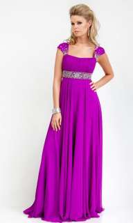 Modest Cap Sleeves Formal Evening Bridesmaid Dress Gown  