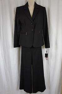 Tahari ASL Petite Suit Sz 8P Black Audrey Jacket Lauren Pant 