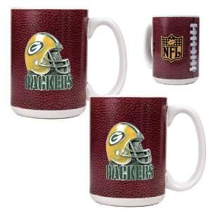   Packers NFL 2pc Gameball Ceramic Mug Set   Helmet logo Sports