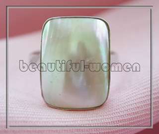17mm square white south sea mabe pearl ring 925silver  