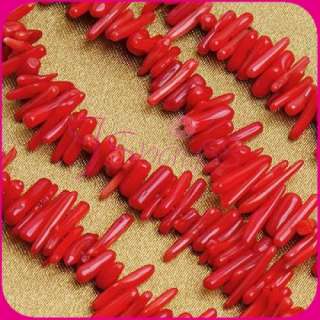 2Strand Red Bamboo Coral BRANCH STICK Gems Beads 16  