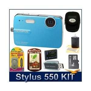  Olympus Stylus 550 10MP Waterproof Digital Camera (Blue 