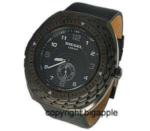 NEW DIESEL 10 BAR BLACK LEATHER BAND MENS WATCH  