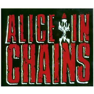 Alice in Chains   Logo on Black Rectangle with Skull & Crossbones 