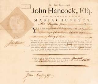 JOHN HANCOCK, Appointment Minuteman ABEL BOYNTON  