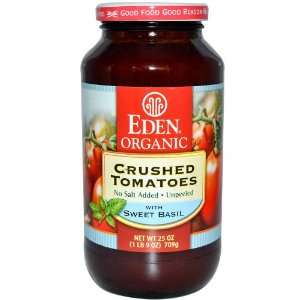  Eden Foods, Organic Crushed Tomatoes with Sweet Basil, 25 