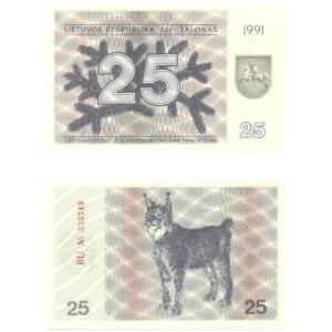  Lithuania 1991 25 Talonu, Pick 36b 