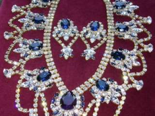 DRAG QUEEN *EXLUSIVE* AB HUGE Rhinestone Necklace SET SIGNED by BIJOUX 