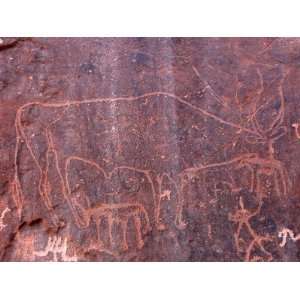 Rock Paintings at Inchalt, Ghat, Akakus, Libya, North Africa, Africa 