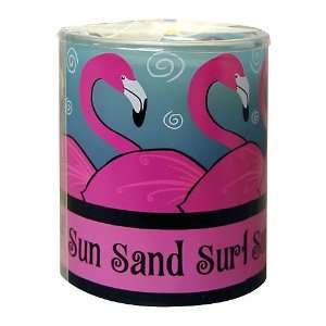  New View Sun Sand Surf Flamingos Candle