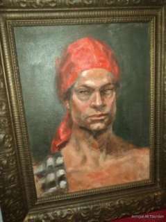 VINTAGE Portrait Exotic MAN Gypsy Pirate IMPRESSIONIST Original Oil 